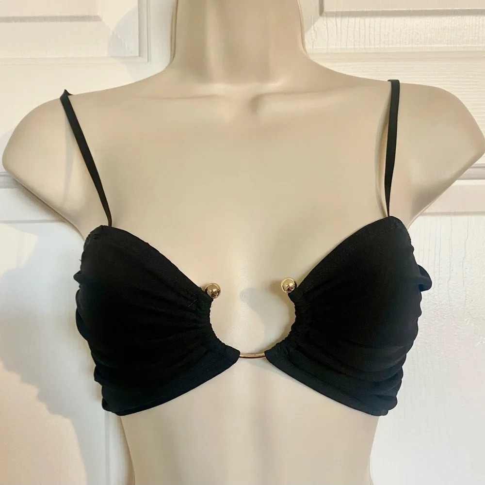 Fashion Nova Black Bra U Ring Crop Top Sexy Bandeau XS
